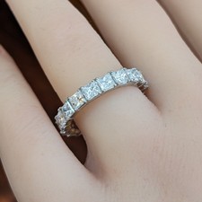Natural Princess Cut Diamond Eternity Band 3.97 ct - Size 8 - in Plat - HM2766AV