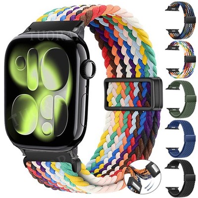 Für Apple Watch SE Ultra 3 Series 11 10 9 8 7 6 5 SE Nylon Loop Armband 38-49mm