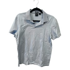 Hugo Boss Polo Shirt Mens Size M Light Blue Slim Fit Mercerized Cotton Collared