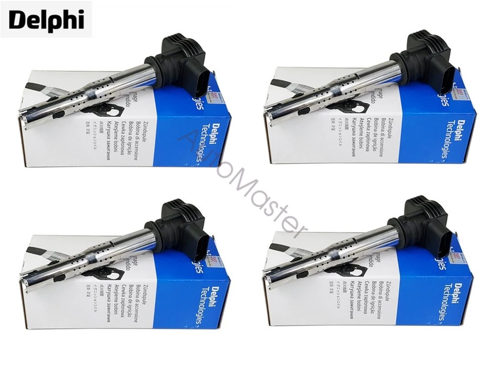 4PCS Delphi Ignition Coils 06H905115 OEM for VW GTI Jetta Passat Audi A4 Q5 2.0T - Изображение 2 из 4