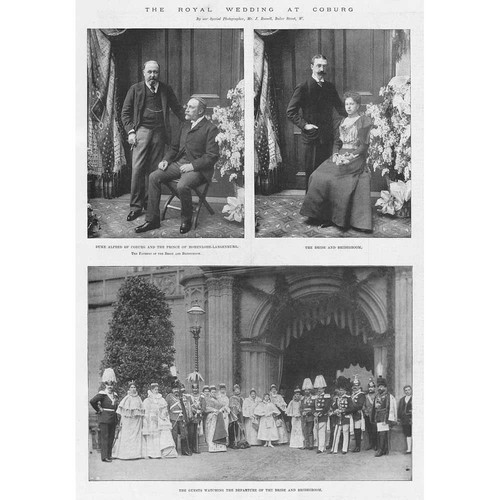 GERMANY The Royal Wedding, Bride Groom & Guests at Coburg - Antique Print 1896