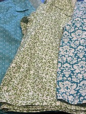 3 Handmade Fabric Short Sleeve Decorative Design Button Up Granny Shirts 2X Read