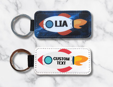 Custom Spaceship Keychain   Personalized Rocket Ship Bag Tag