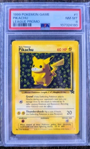 PSA 8 Pikachu #1 Pokémon League Black Star Promo 1999 WOTC | Pokémon Card