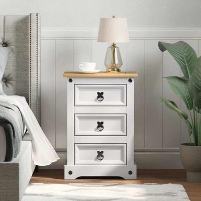 Table de chevet Corona Blanc 45 x 35 x 64 cm Pin massif vidaXL - Photo 1/4