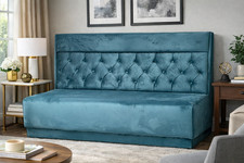 Luxury Teal Velvet 3 Seater Sofa Chesterfield Style Button Tufted Storage Co