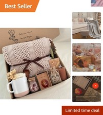 Get Well Soon Gift Basket for Women Earth Tone Self Care Package Cozy Blanket