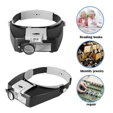 Jewelers Head Headband Magnifier LED Illuminated Visor Magnifying Glasses Loupe
