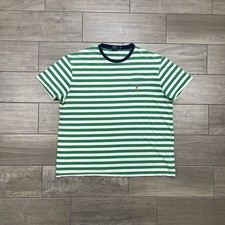 Polo Ralph Lauren T Shirt Mens XXL Striped Short Sleeve Green White Blue Pony 2X