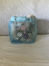 Small Floral Blue Mesh Backpack Drawstring