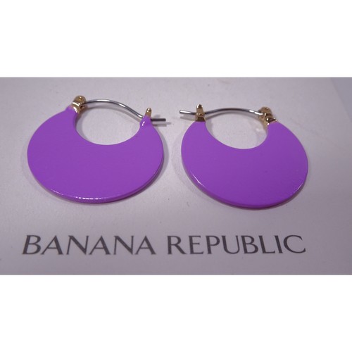 Banana Republic Women's Shiny Enamel Half Moon Earrings NWT 50 Lavender - Picture 2 of 10