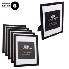 Lavish Home Picture Frame Black Pre-Attached Triangle Hangers 11" x 14" (6-Pack)