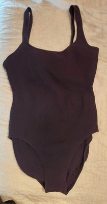 VTG Só Dança Black Ballet Leotard XL Criss-Cross Back Built-in Bra Made Brazil