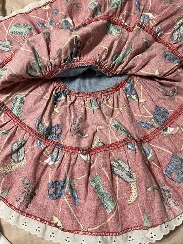 VINTAGE Girls 1980s Bon Jour Brand Cowgirl Denim Mini Skirt Line Dancing Size 6 - Picture 2 of 11