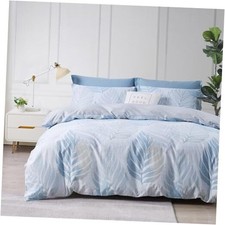 Blue Duvet Cover Set 2pcs Tropical Botanical Palm Twin 68"x90" Monstera Leaf