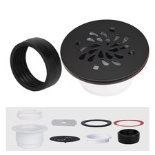 4-1/4 inch Round Shower Base Drain - 2" Pipe No Caulk PVC Compression Shower ...
