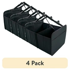 (4 pack) Auto Drive Car Hard-Sided Collapsible Trunk Organizer (Black)
