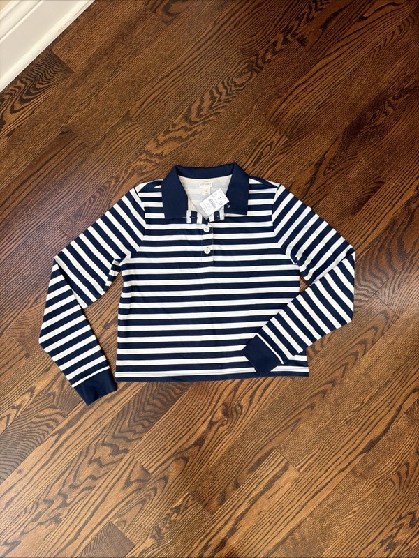 Crewcuts Girls Size 14 Navy Striped Polo NWT