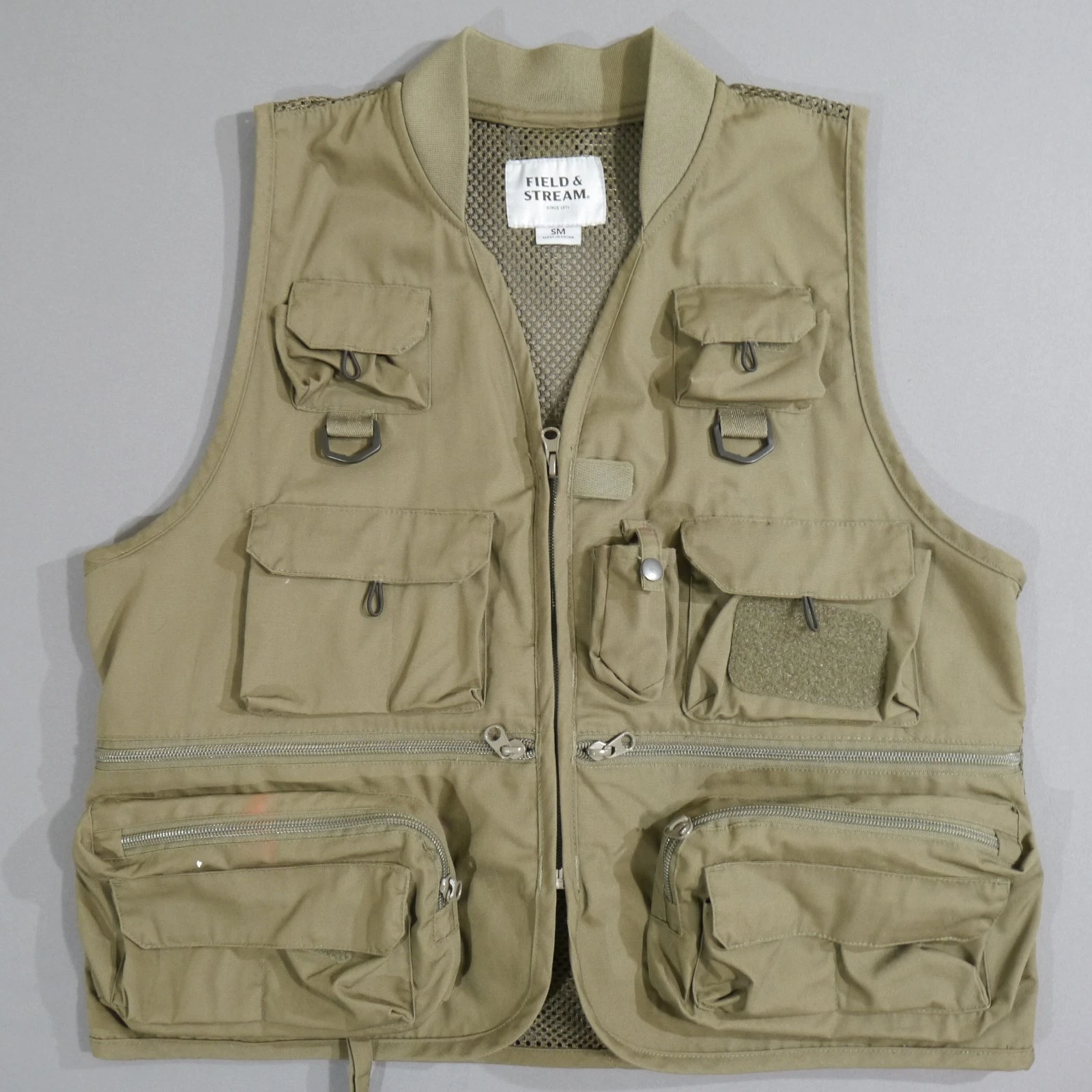 Field & Stream Fishing Wading Vest Mesh Back Multi Pocket Small Olive Green