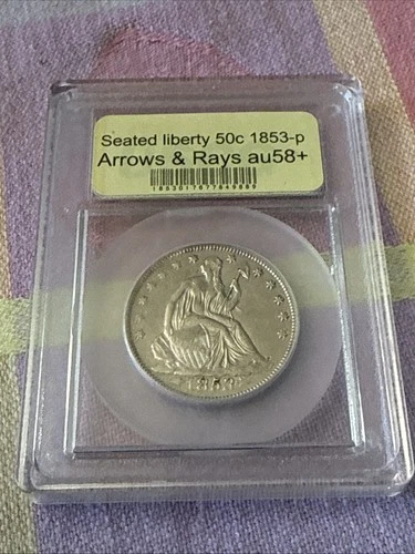 1853 seated liberty half dollar arrows rays 50c