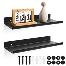 2 Pcs Floating Shelves for Wall Shelves, Small Black Shelf for Walls, Black Smal