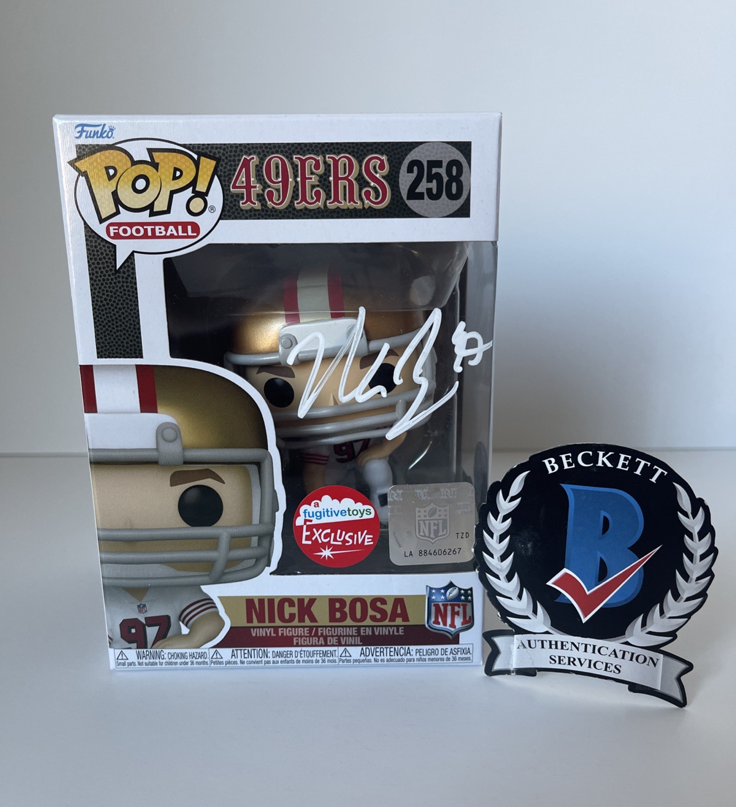 Nick Bosa Autographed Signed San Francisco 49ers Fugitive Toys Funko Pop NFL BECKETT QR COA 