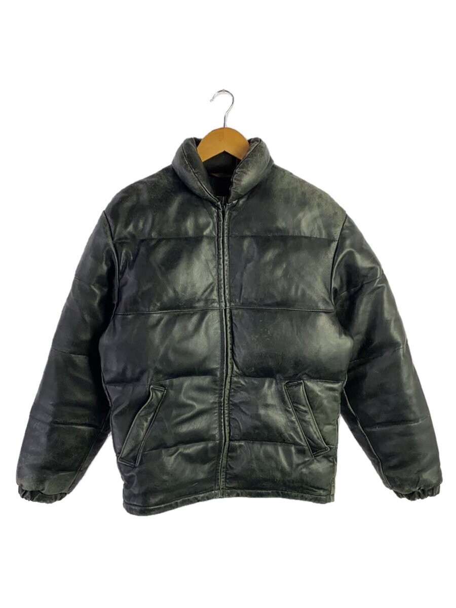 Schott Black Leather Down Jacket Size 34 Plain Style