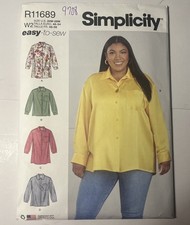 Simplicity 9708 Womens' Shirts Sz 20W-28W New/Uncut