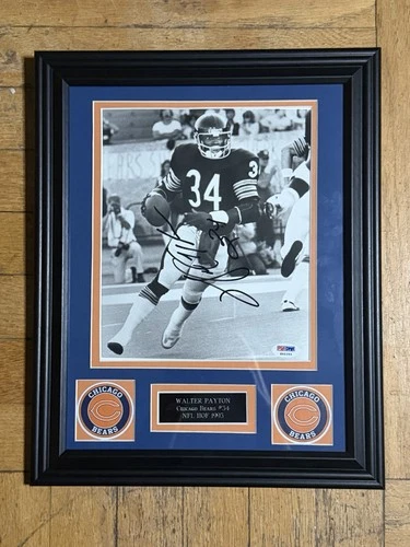 Walter Payton Signed Framed Hall Of Fame NFL Dec. 1986 PSA/DNA Bears Auto