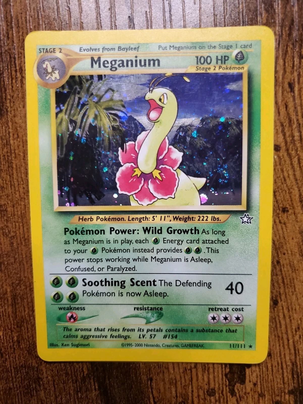 Meganium 11/111 Holo Rare w/ Swirl Pokémon 2000 Neo Genesis MP