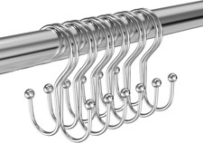 Chrome Shower Curtain Hooks Double Sided,Rust Proof