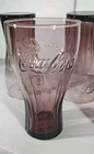 4 Vintage Libbey Coca-Cola 16oz Drinking Glass Embossed Coca-Cola Smoke Purple