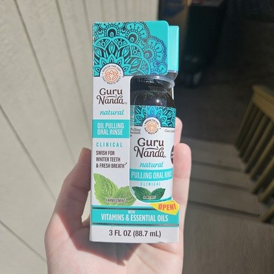 Guru Nanda Natural Oil Pulling Oral Rinse + Vitamins 3oz NIB