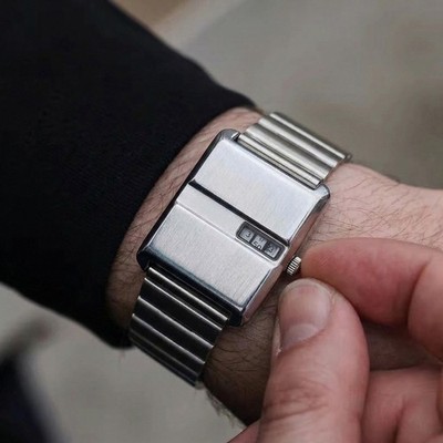 CILOA Vintage Men's Retro Square Jump Hour Quartz Watch 3ATM Stainless steel