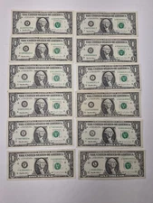 1995 SERIES $1 Dollar Bills COMPLETE DISTRICT SET 12 A-L Federal Reserve Note