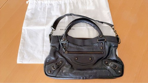 Balenciaga The First City 103208 Black Lambskin Handbag Authentic from Japan