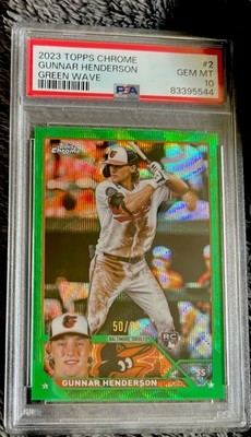 2023 Topps Chrome - Gunnar Henderson #2 Green Wave Refractor /99 Rookie RC GEM 