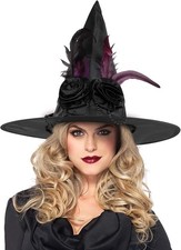 LOKIPA Halloween Witch Hat, Black Witches Hats for Women Costume Witch Hat Adult