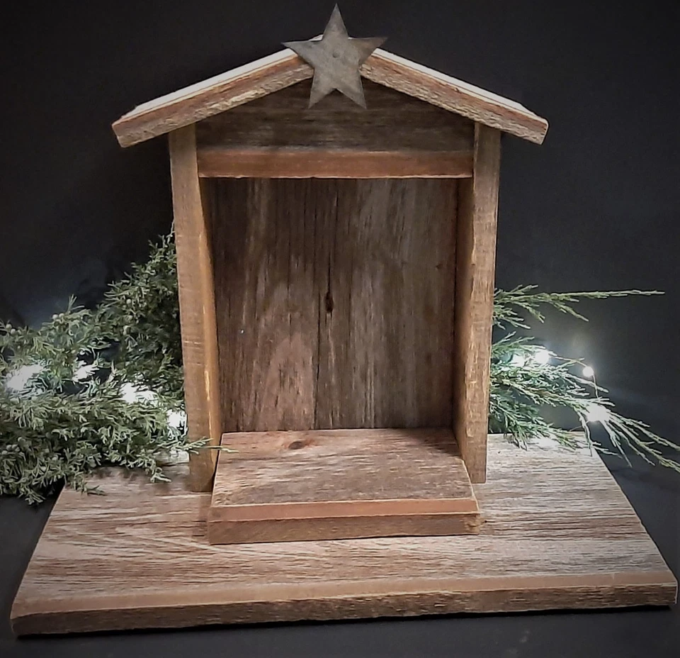 Handcrafted Barn Wood Creche For Willow Tree Nativity Set (figs not included) - Image 4 of 4