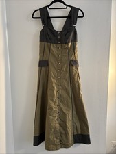 Anthropologie Cargo Utility MIDI Dress Front Buttons Olive Green Size 0