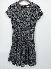 Calvin Klein Dress Womens 4 Black White Abstract Animal Print Fit Flare A-Line