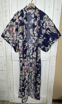 Sakurai Shoji Authentic Traditional Kimono Robe Made in Japan Cotton Floral OS