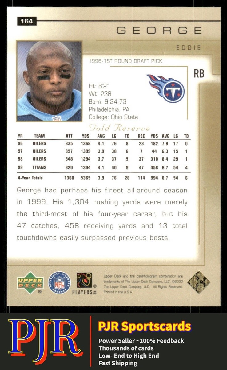 Eddie George 2000 Upper Deck Gold Reserve #164 Tennessee Titans | eBay