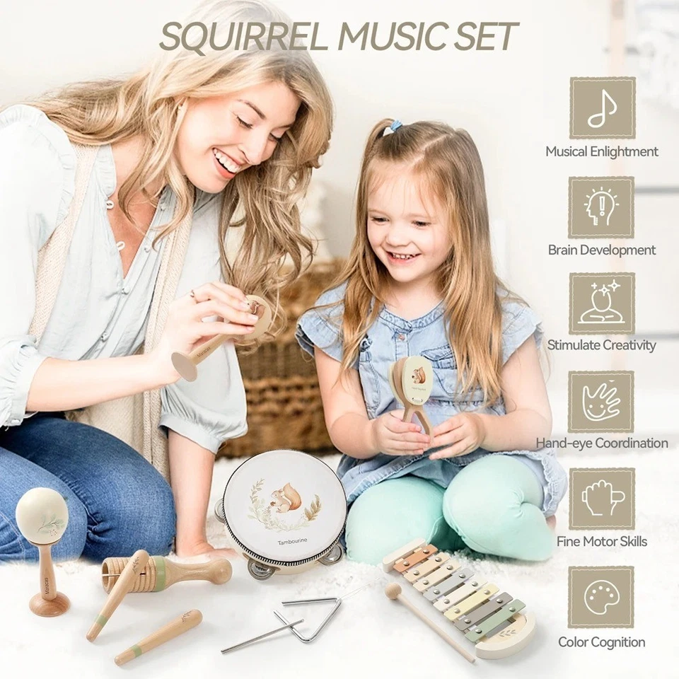 Baby Montessori Wooden Musical Toys Neutral Boho Xylophone Education Sensor Toys - image 3 of 4