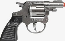 Metal Toy Cap Gun. 38 Snub Nose Revolver S W Style Silver. Gonher 8 Shot New