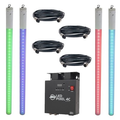 American DJ (4) LED Pixel Tube 360 Color Changing Light LED Pixel 4C & Cables