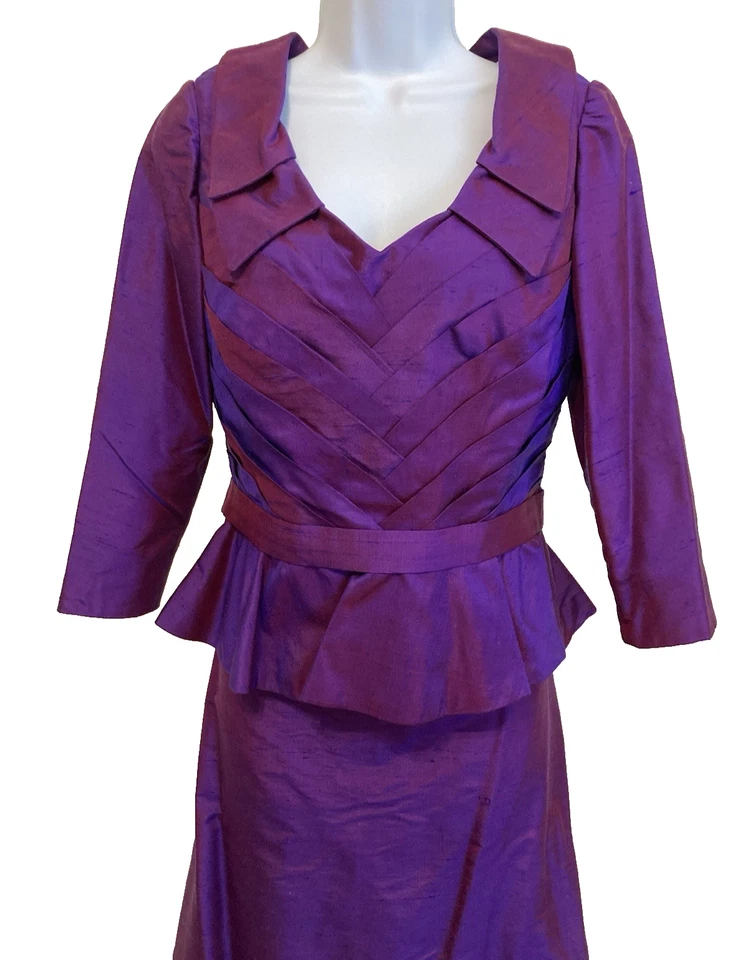 Conjunto de falda y blusa formal de boda manga 3/4 púrpura talla 8 de La Cassia by Karen Foto 2 de 4