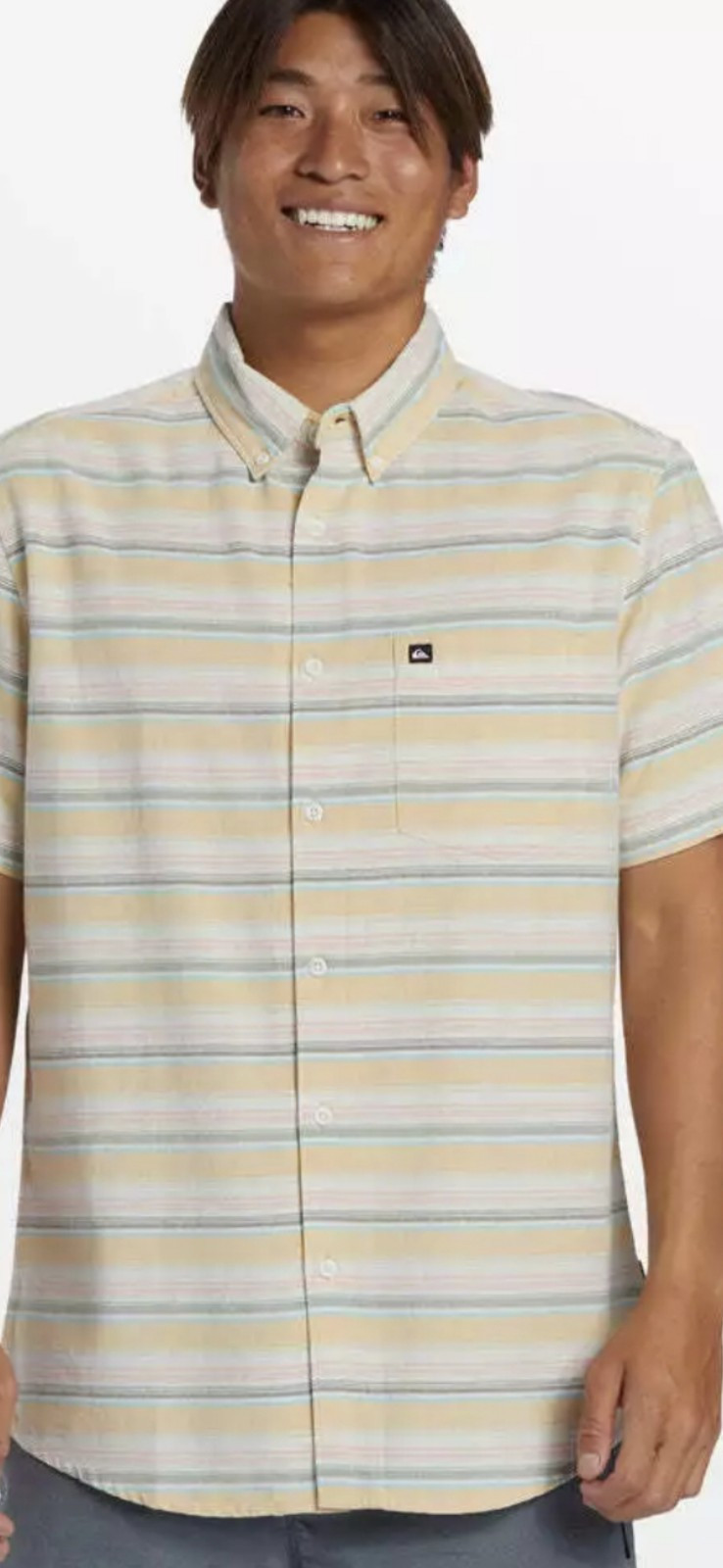 ALTRA Camicia classica manica corta con bottoni Quiksilver Oxford a righe taglia XXL nuova con etichette