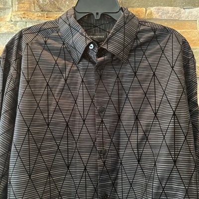 Jhane Barnes 3D FRACTAL Geometric  black  l/s Shirt men's XL EUC Long Sleeve
