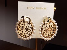 2026 Tory Burch Pearl Logo Earrings New